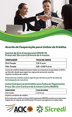 convênio ACIC  e SICREDI