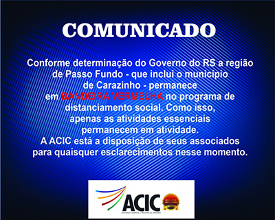 Comunicado - BANDEIRA VERMELHA