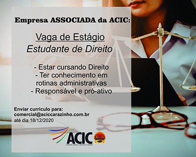 Vaga de estágio - Empresa ASSOCIADA da ACIC