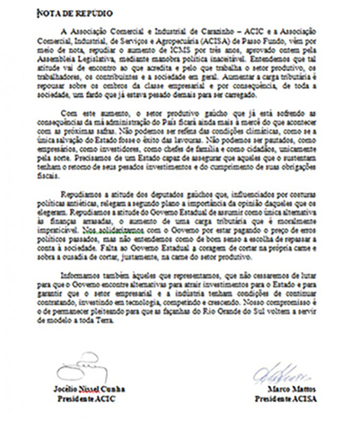 NOTA DE REPÚDIO