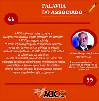 Palavra do associado - Moisés Santos, presidente do SINDICAR.