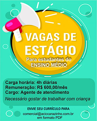 Temos VAGAS para ESTÁGIO!